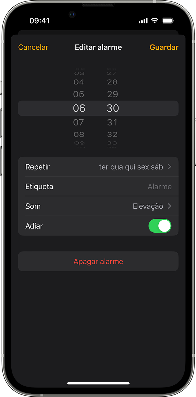 Editar um alarme no iPhone