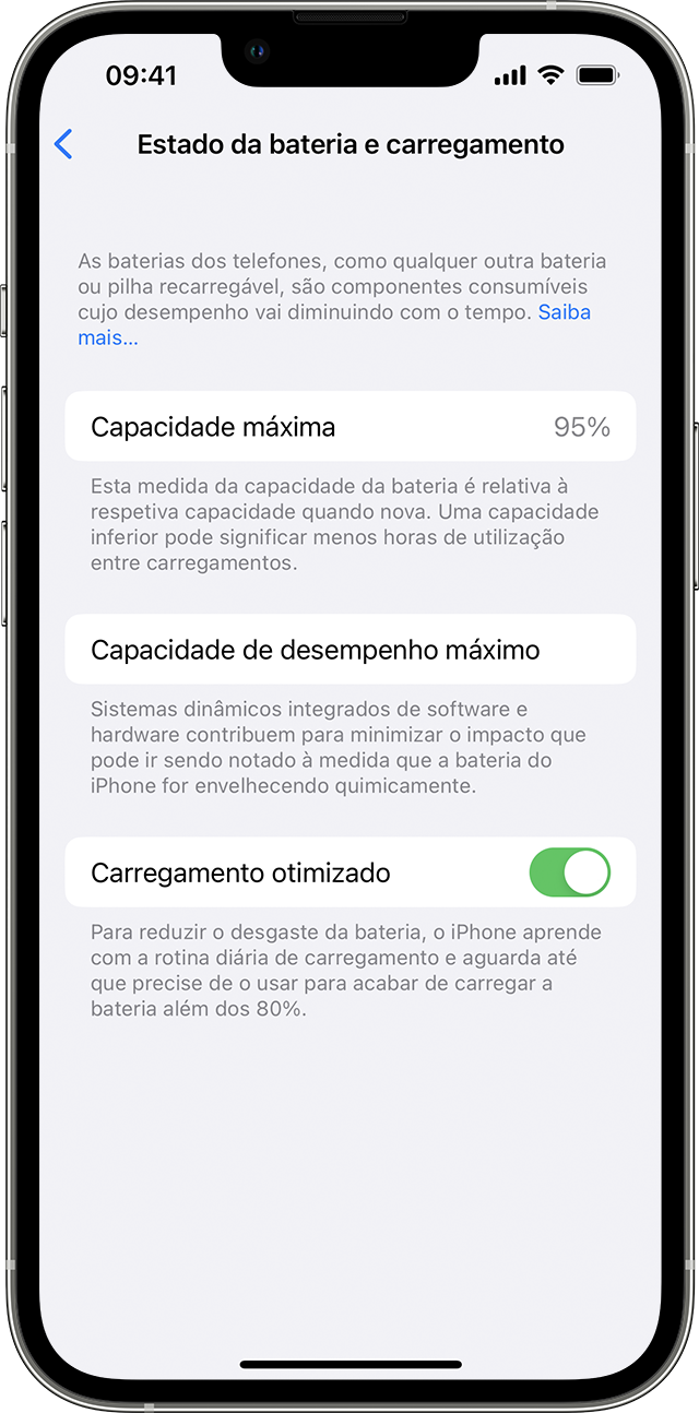 Acerca do carregamento otimizado no iPhone - Suporte Apple (PT)