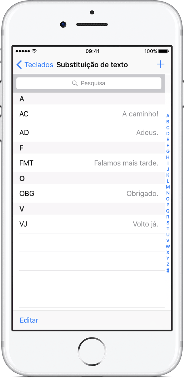 Como utilizar a Correção automática e as sugestões de texto no iPhone