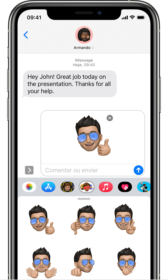 Utilizar stickers com o iMessage no iPhone, iPad e iPod touch Suporte