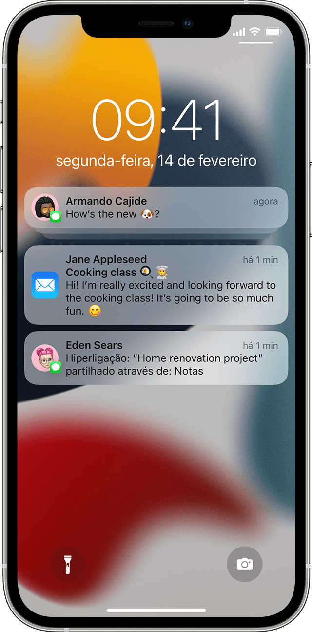 ecrã a mostrar as notificações no iPhone 12 Pro
