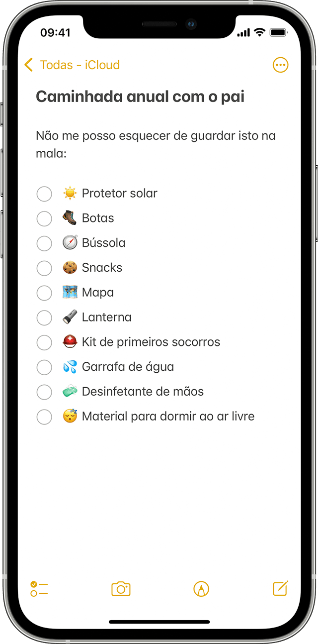 Um iPhone a mostrar como criar uma lista de tarefas