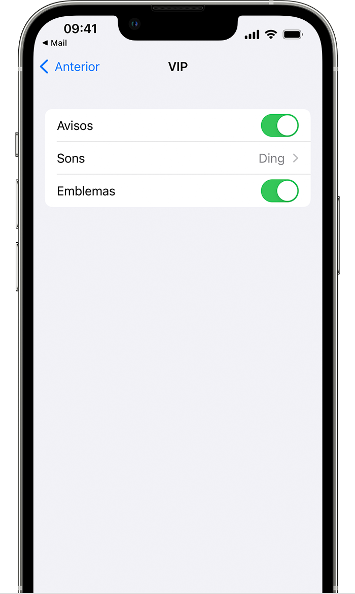 Ajustar as preferências de alerta para e-mails VIP no iOS 15