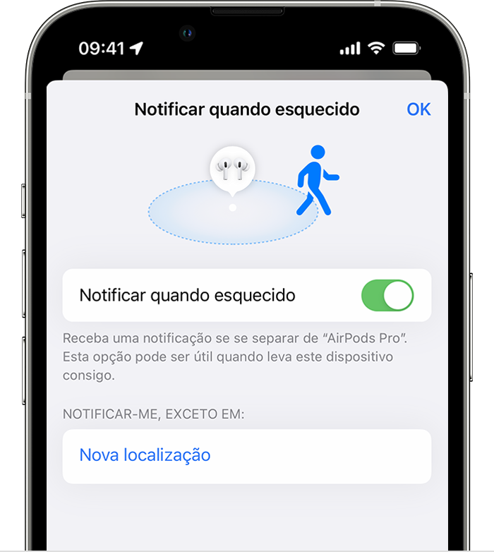 Ativar a opção Notificar quando esquecido no iPhone