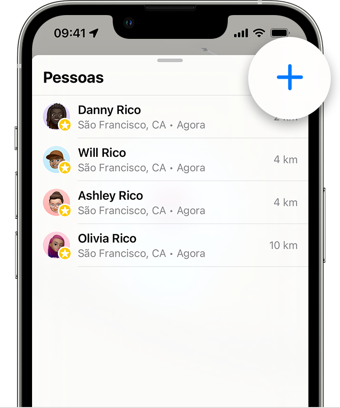 Partilhar a sua localização com um amigo na app Encontrar no iPhone