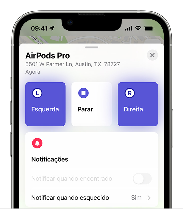 Utilizar a app Encontrar para reproduzir um som nos AirPods
