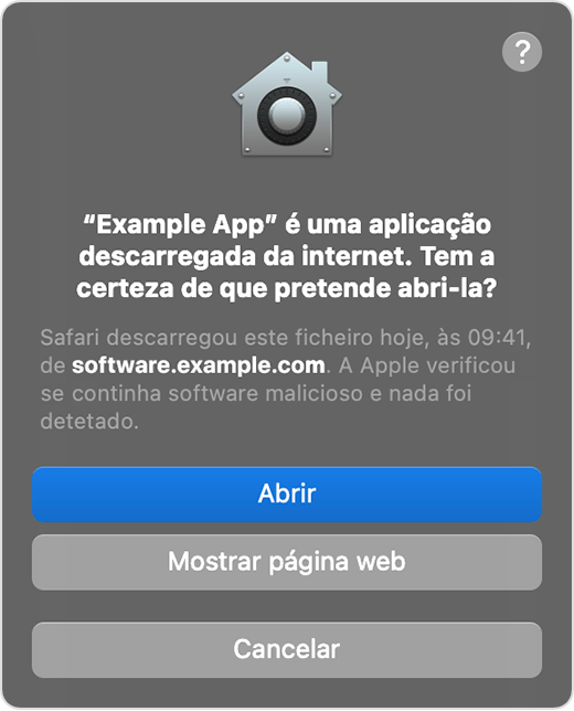 Aviso de app autenticada