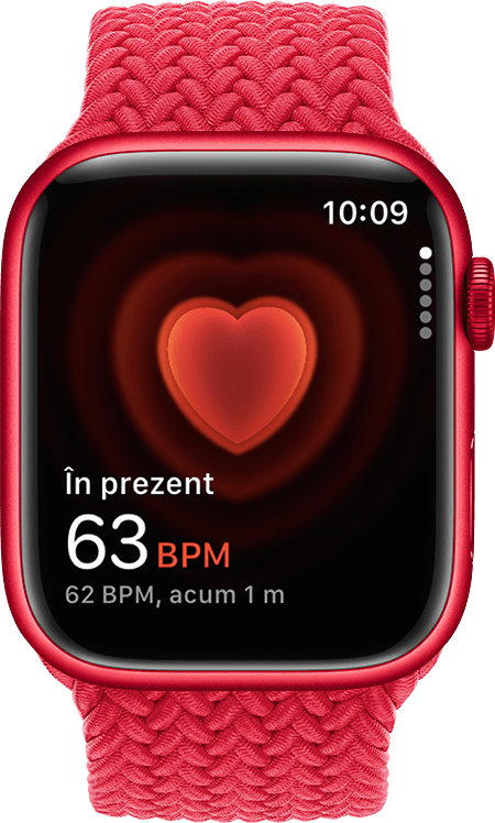 Aplicația Ritm cardiac afișând ritmul cardiac curent de 54 BPM