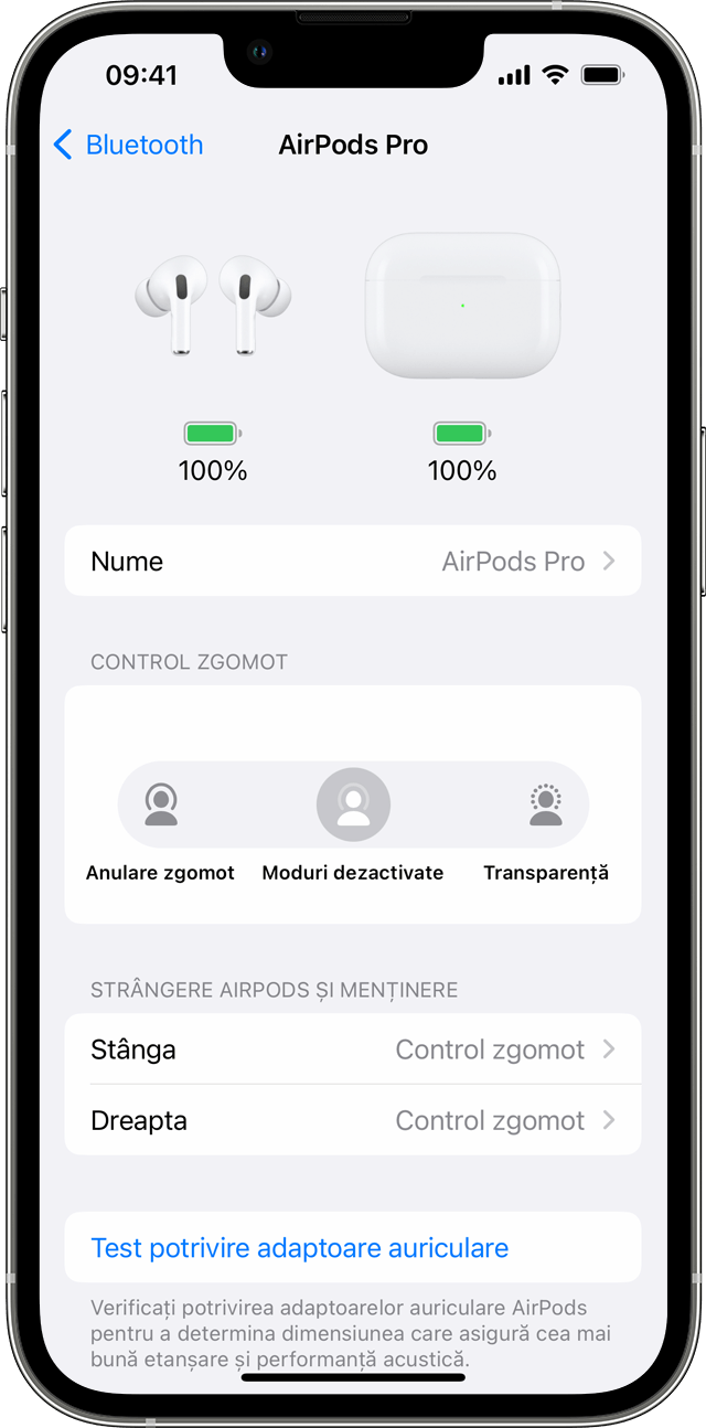 Configurări pentru AirPods pe iPhone 