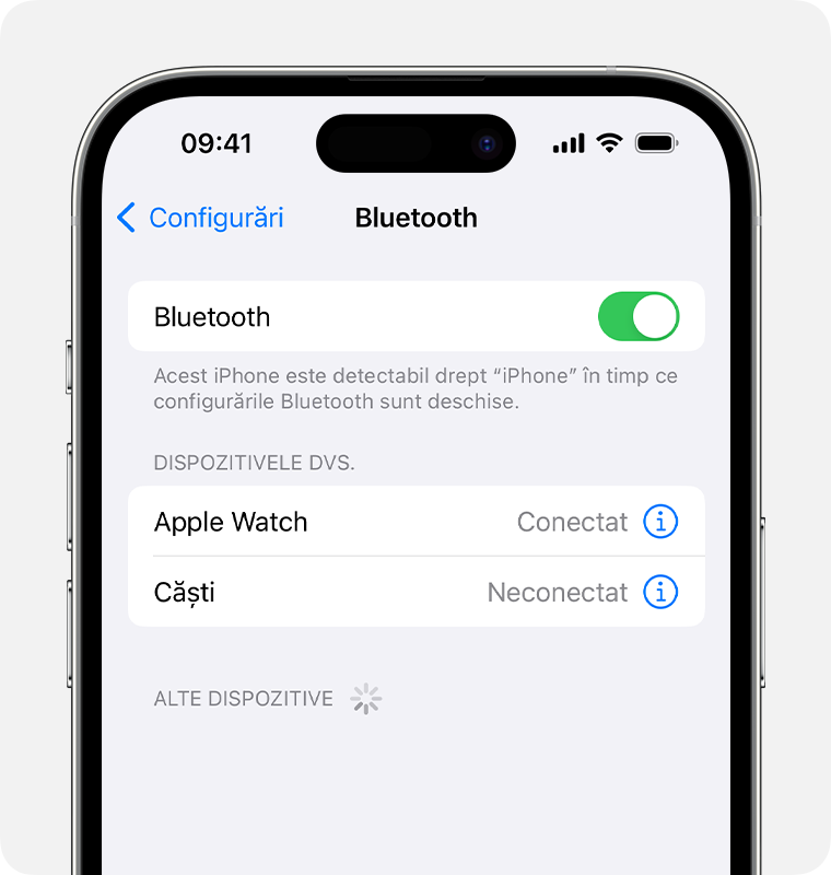 Asocierea unui accesoriu Bluetooth terț cu un dispozitiv iPhone sau iPad -  Apple Support (RO)