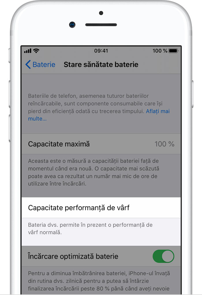 morale recovery cave Bateria și performanța dispozitivului iPhone - Apple Support (RO)