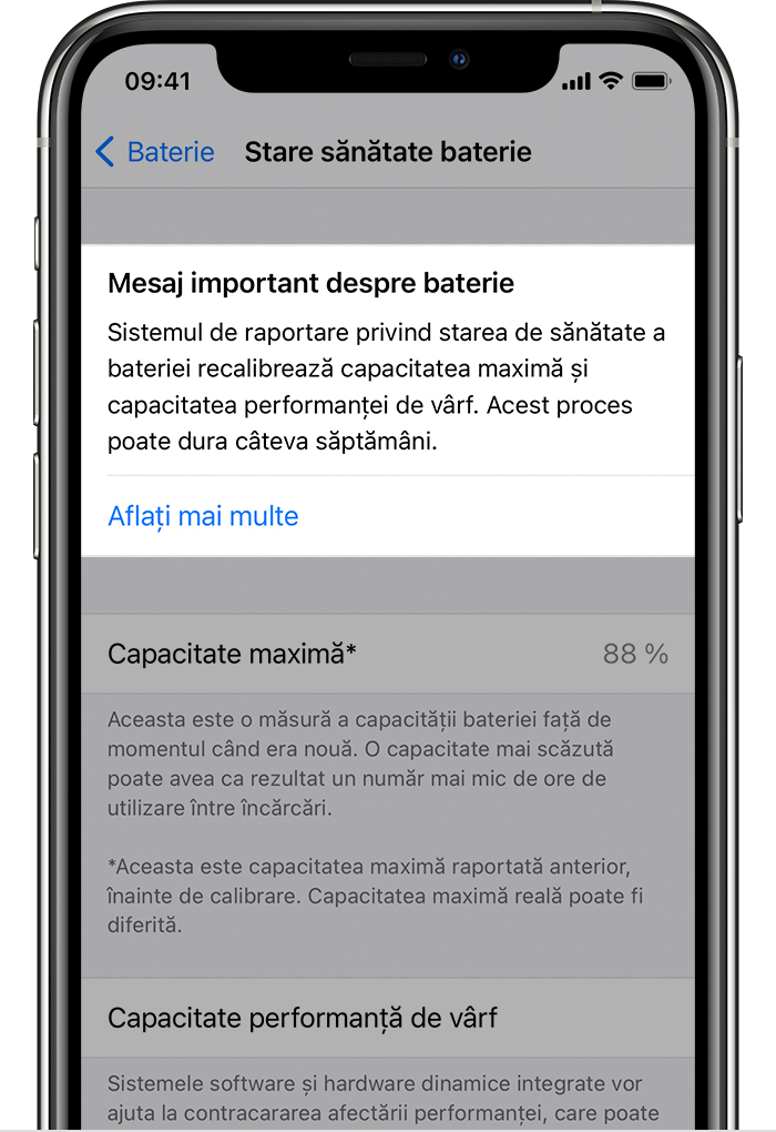 Cusco Superiority Vice Despre recalibrarea raportării stării de sănătate a bateriei în iOS 14.5 -  Apple Support (RO)