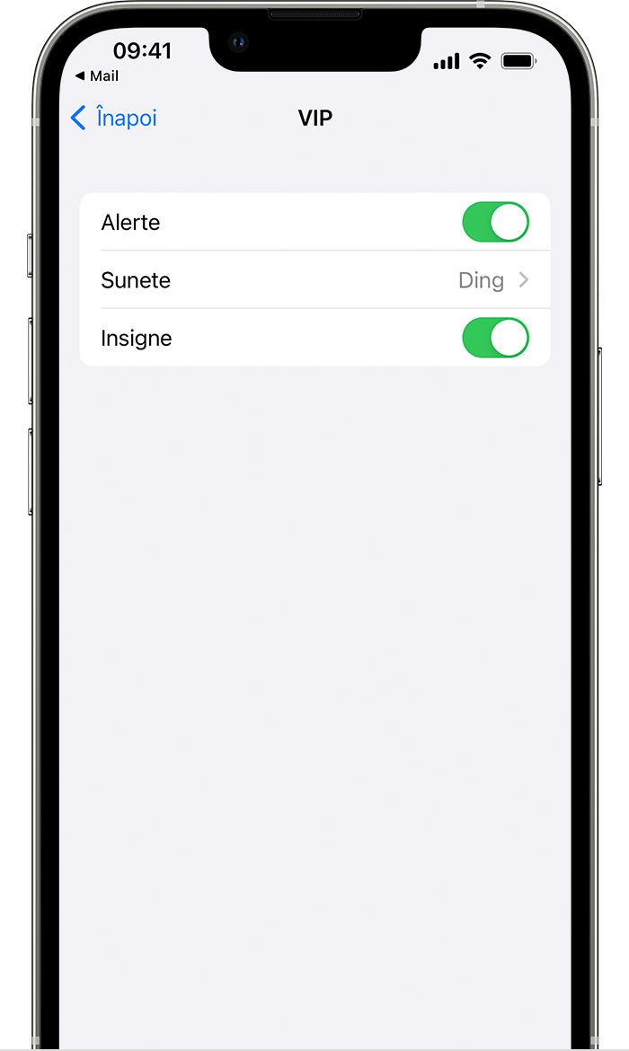 Ajustarea preferințelor de alertă pentru e-mailurile VIP în iOS 15