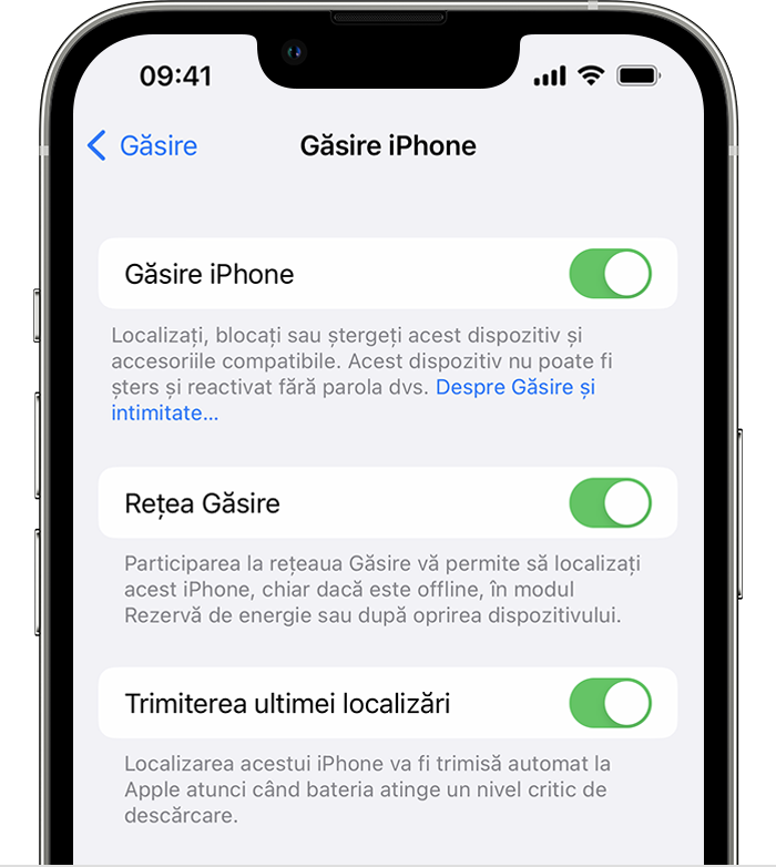 Pe iPhone, activează rețeaua Găsire pentru a-ți localiza dispozitivul iPhone chiar și atunci când acesta este offline