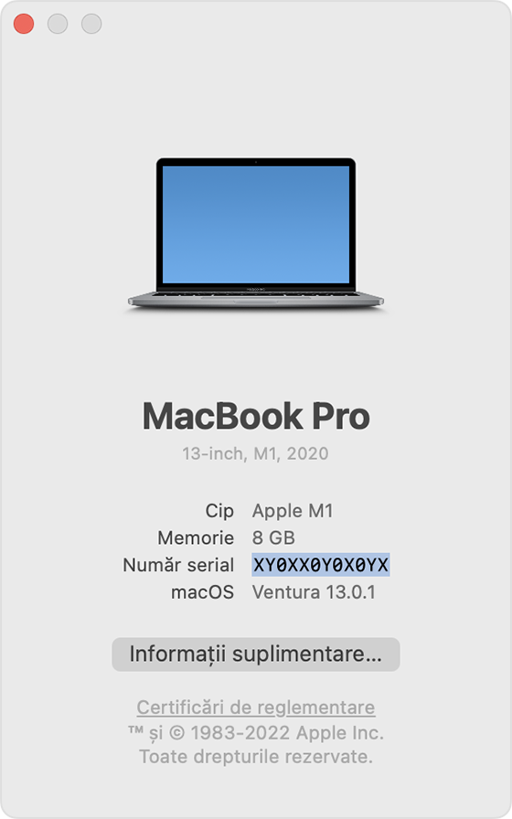 Găsirea numelui modelului și a numărului de serie ale computerului Mac -  Apple Support (RO)