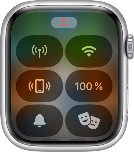 В верхней части экрана Apple Watch отображается значок отсутствия соединения