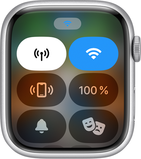 В верхней части экрана Apple Watch отображается значок Wi-Fi