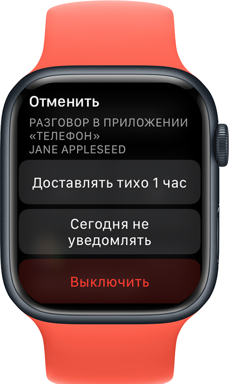 Apple Watch с экраном отключения звука уведомлений