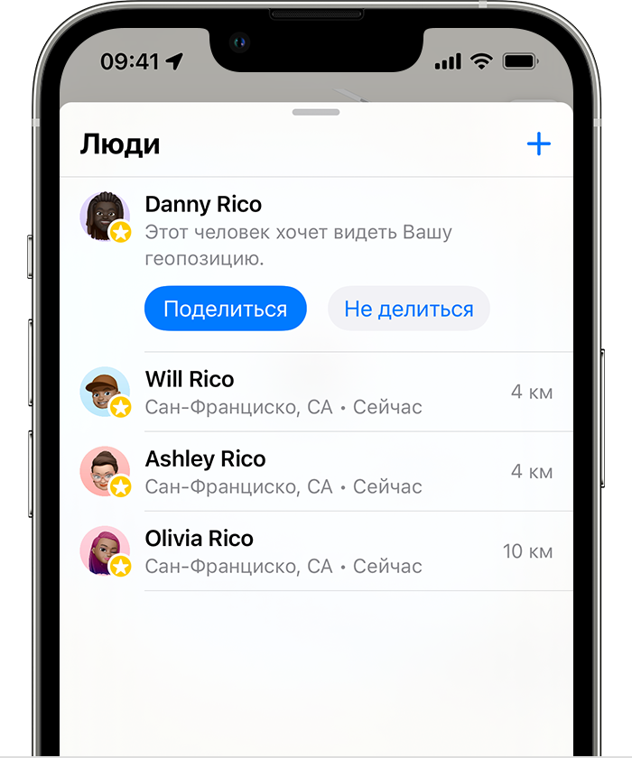 Поделитесь геопозицией с другом в приложении «Локатор» на iPhone