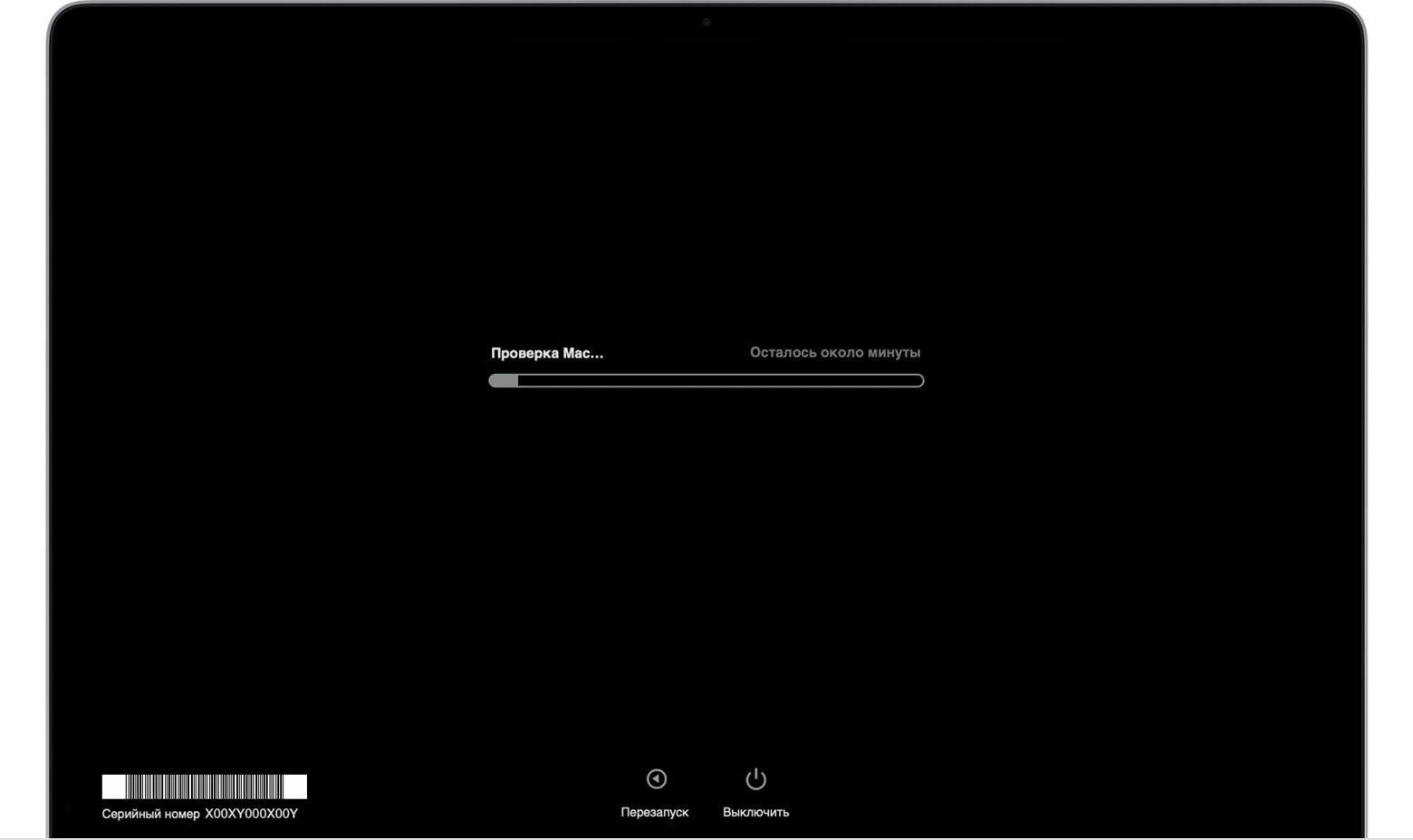 Индикатор выполнения диагностики macOS