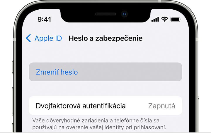 Zmena hesla účtu Apple ID v nastaveniach Apple ID na iPhone
