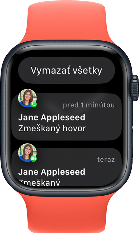 Hodinky Apple Watch so zobrazeným tlačidlom pre hlásenia Vymazať všetky