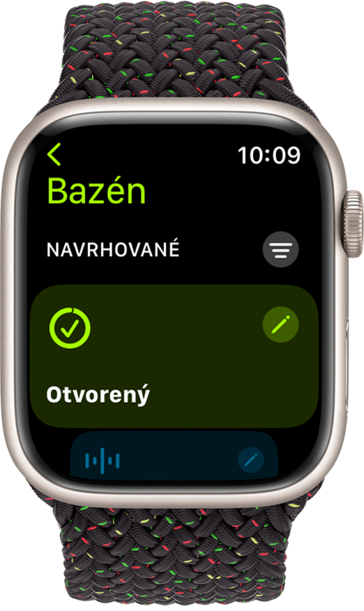 Možnosti cieľov pre tréning Bazén na hodinkách Apple Watch.