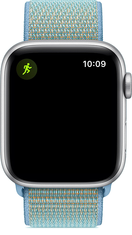 Animácia odpočítavania do začiatku tréningu na hodinkách Apple Watch.
