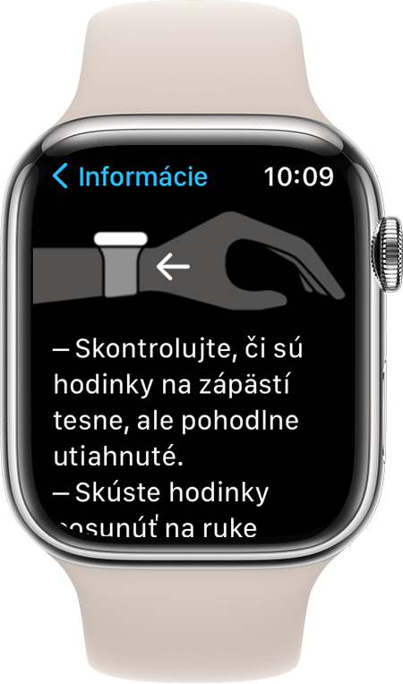 Snímka obrazovky hodiniek Apple Watch Series 7, ktorá ukazuje, ako nosiť hodinky, aby ste dosiahli najlepšie výsledky