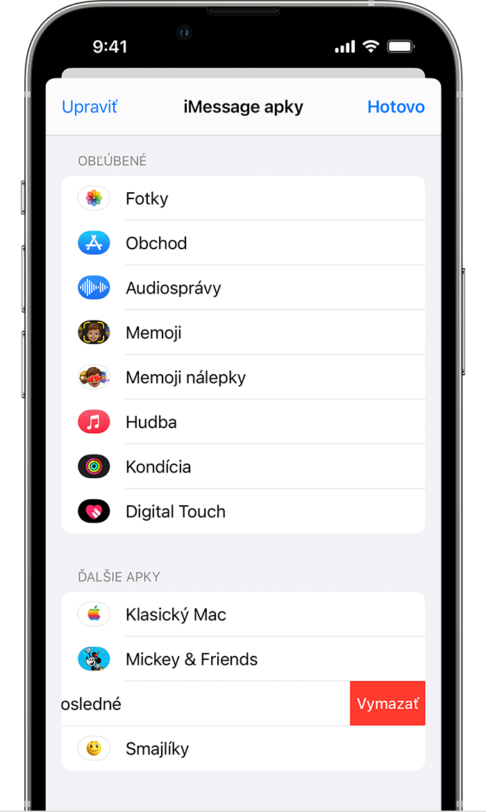 iPhone so zobrazením vymazania apiek iMessage