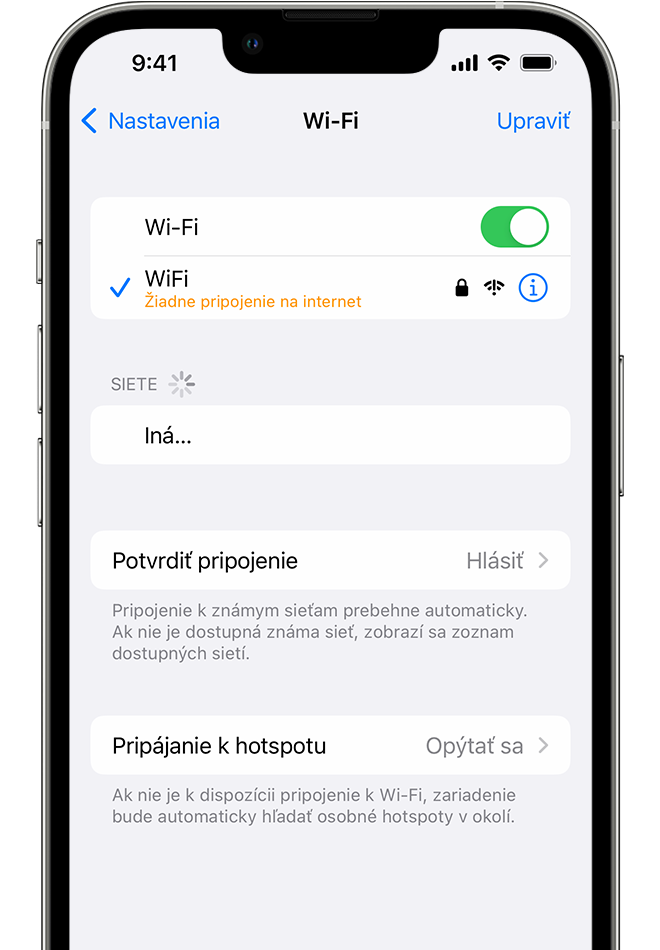 Ak sa iPhone alebo iPad nemôže pripojiť k Wi-Fi sieti - Apple Support (SK)