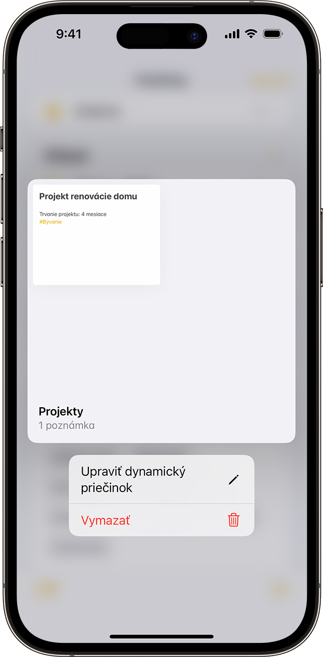 V systéme iOS 16 môžete upraviť názov dynamického priečinka v apke Poznámky.