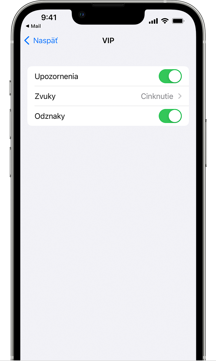Úprava nastavení upozornení pre e-maily od VIP kontaktov v systéme iOS 15