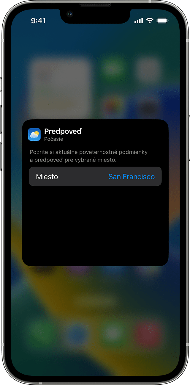 iPhone so zobrazeným postupom úpravy widgetu