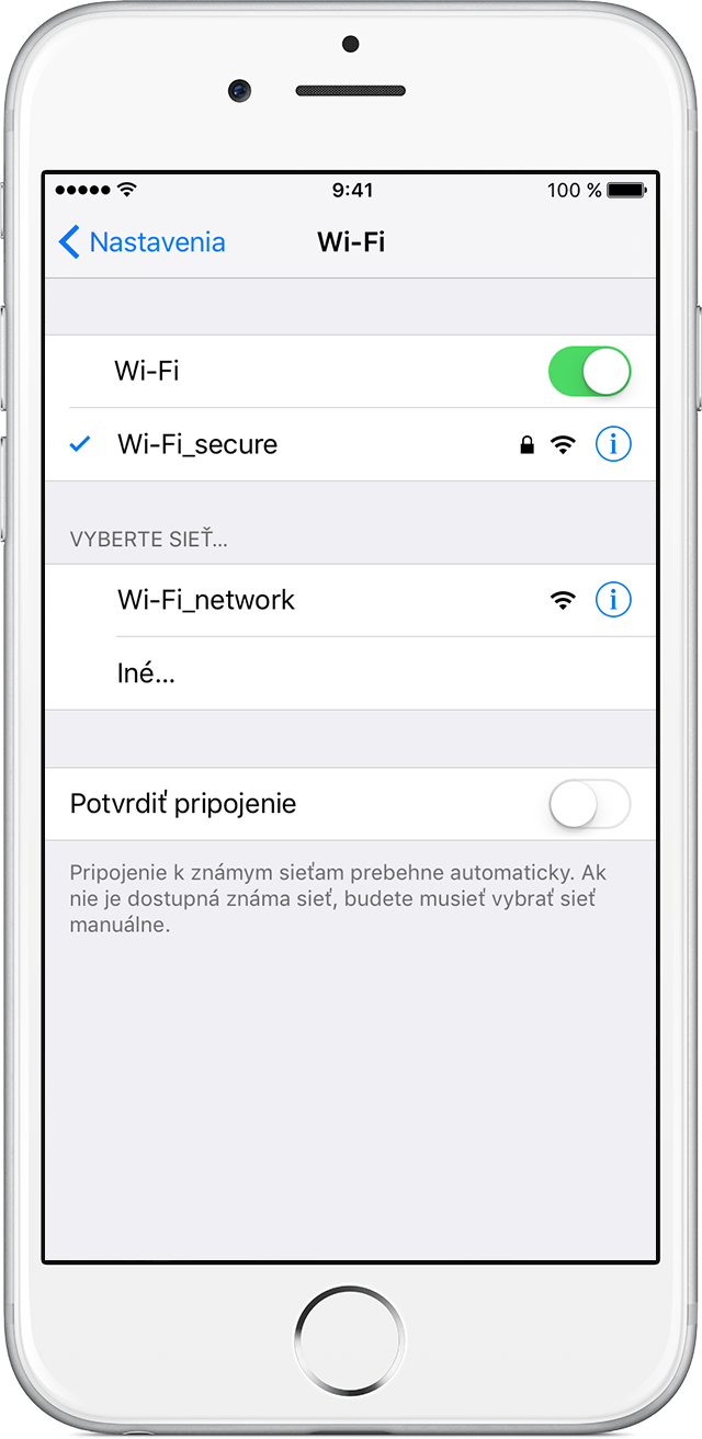 Pripojenie k Wi-Fi sieti v iPhone, iPade alebo iPode touch - Apple Support