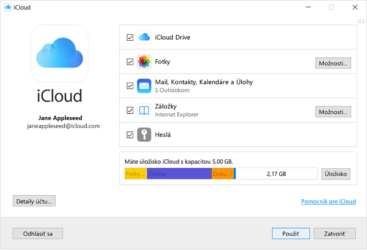 Vyhľadanie e-mailovej adresy svojho Apple ID v iCloude pre Windows