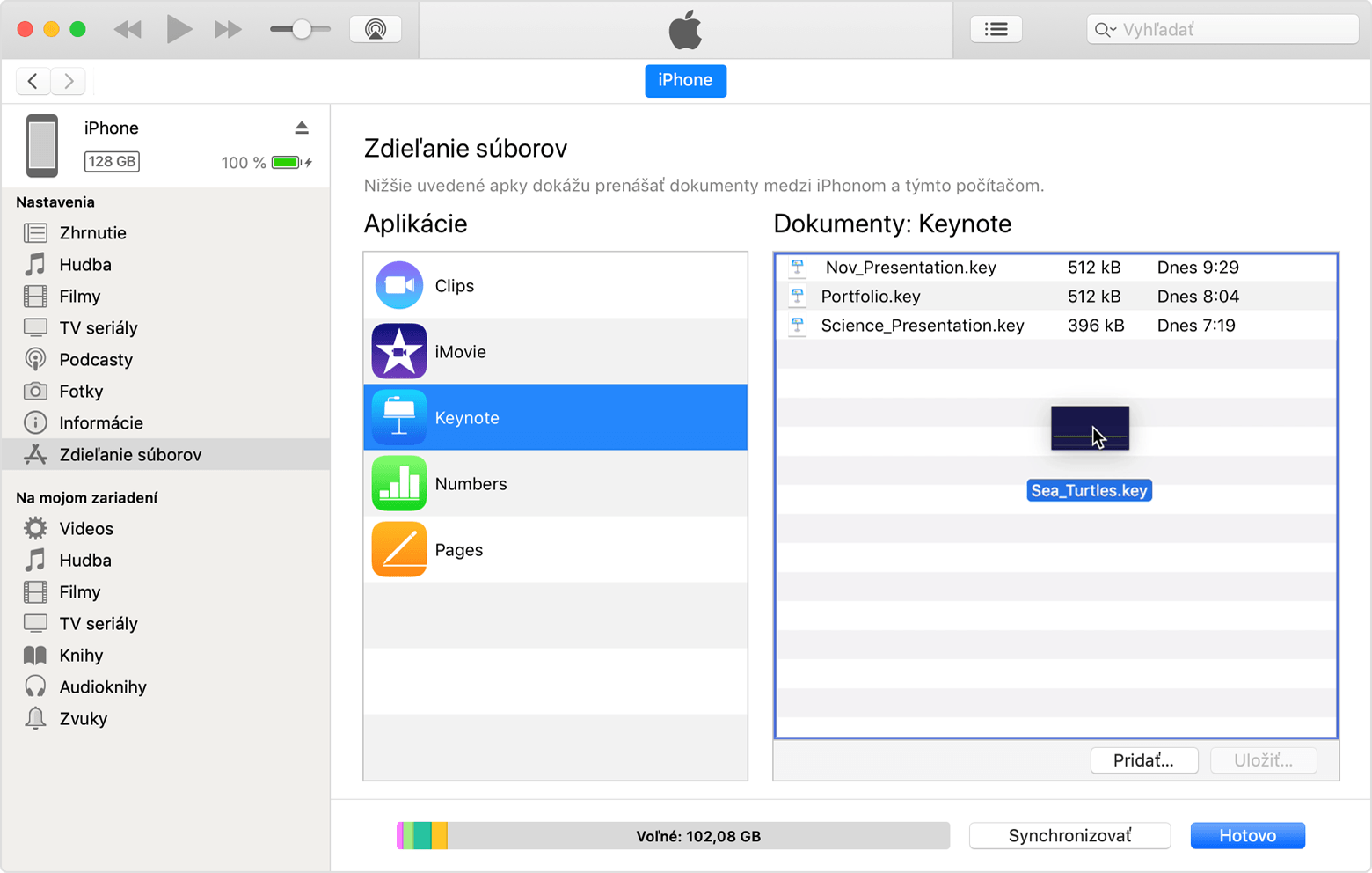 Zdieľanie súborov medzi počítačom a zariadením so systémom iOS alebo iPadOS  pomocou iTunes - Apple Support (SK)