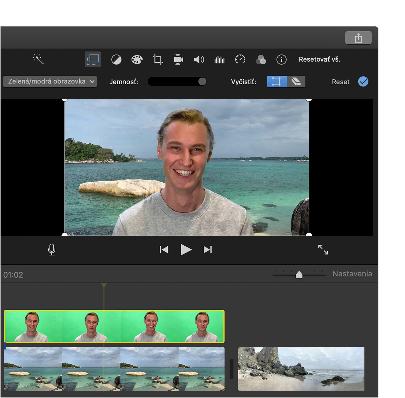 Zmena pozadia klipu v aplikácii iMovie - Apple Support (SK)