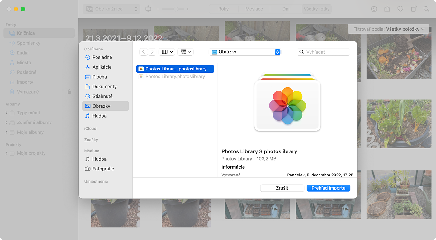 Importovanie fotiek z inej knižnice vo Fotkách na Macu - Apple Support (SK)