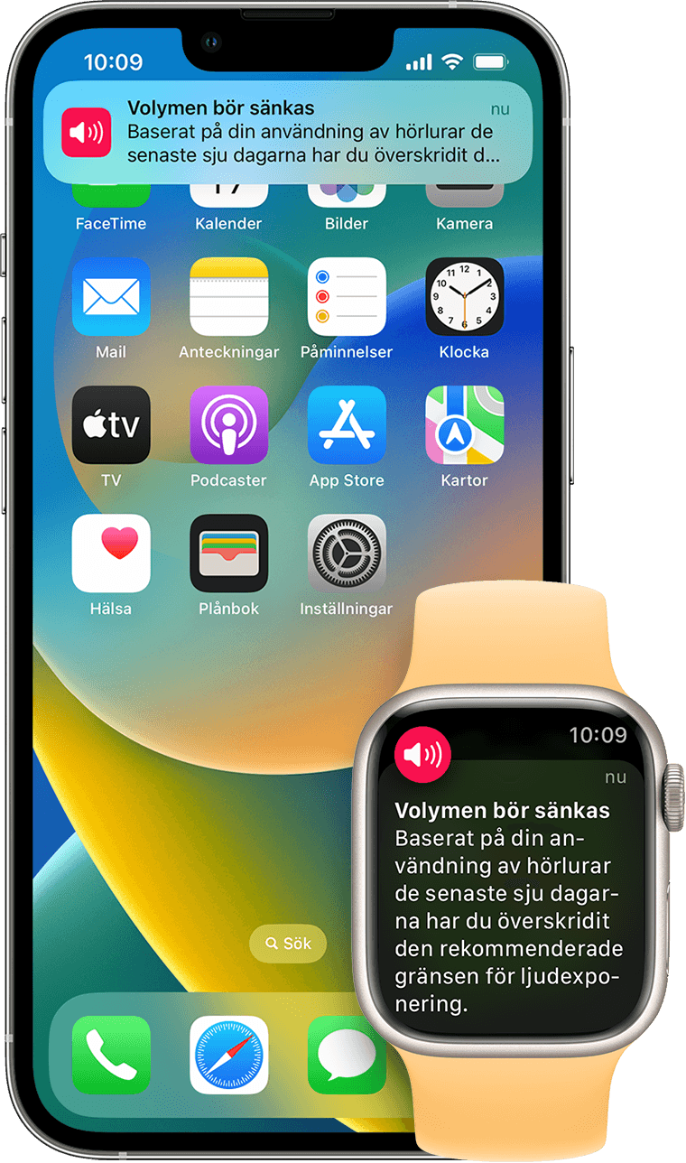 Notiser om hörlurar på din iPhone, iPod touch eller Apple Watch -  Apple-support (SE)