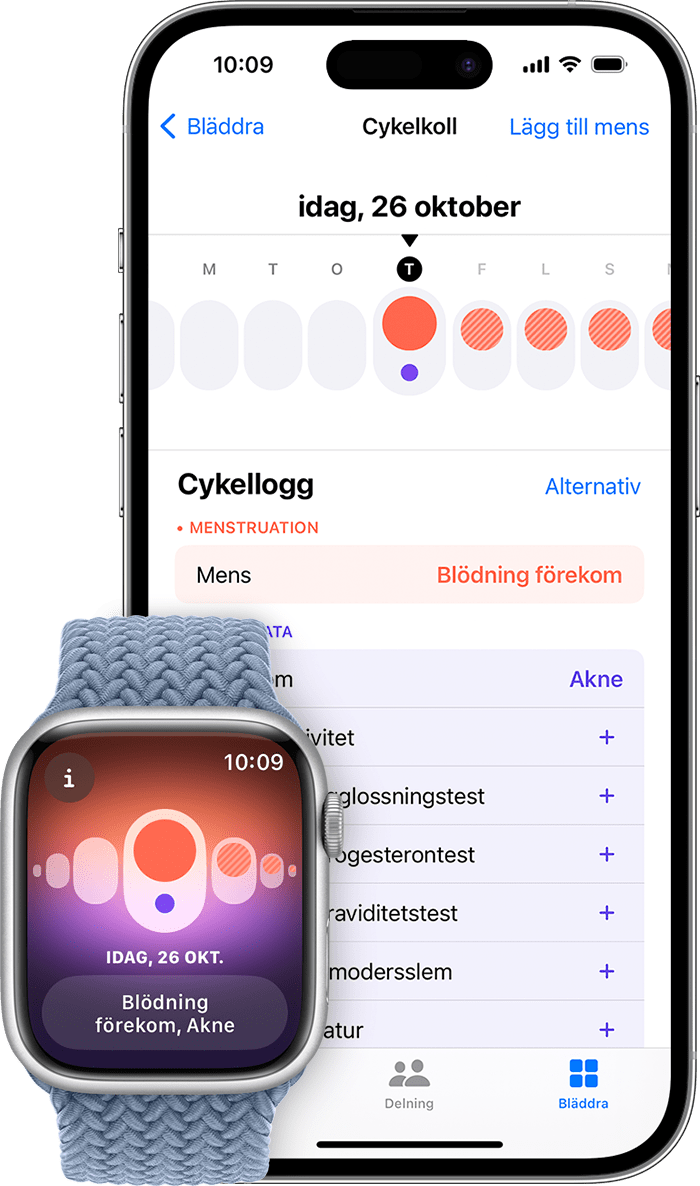 Appen Cykelregistrering på din Apple Watch och appen Hälsa på din iPhone