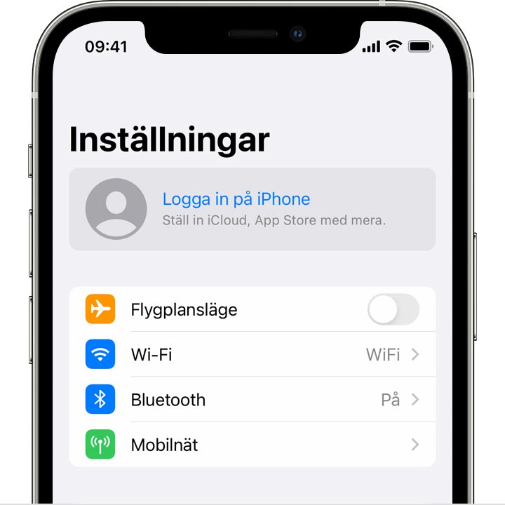 iPhone-skärm som visar hur du loggar in på en enhet med Apple-ID.