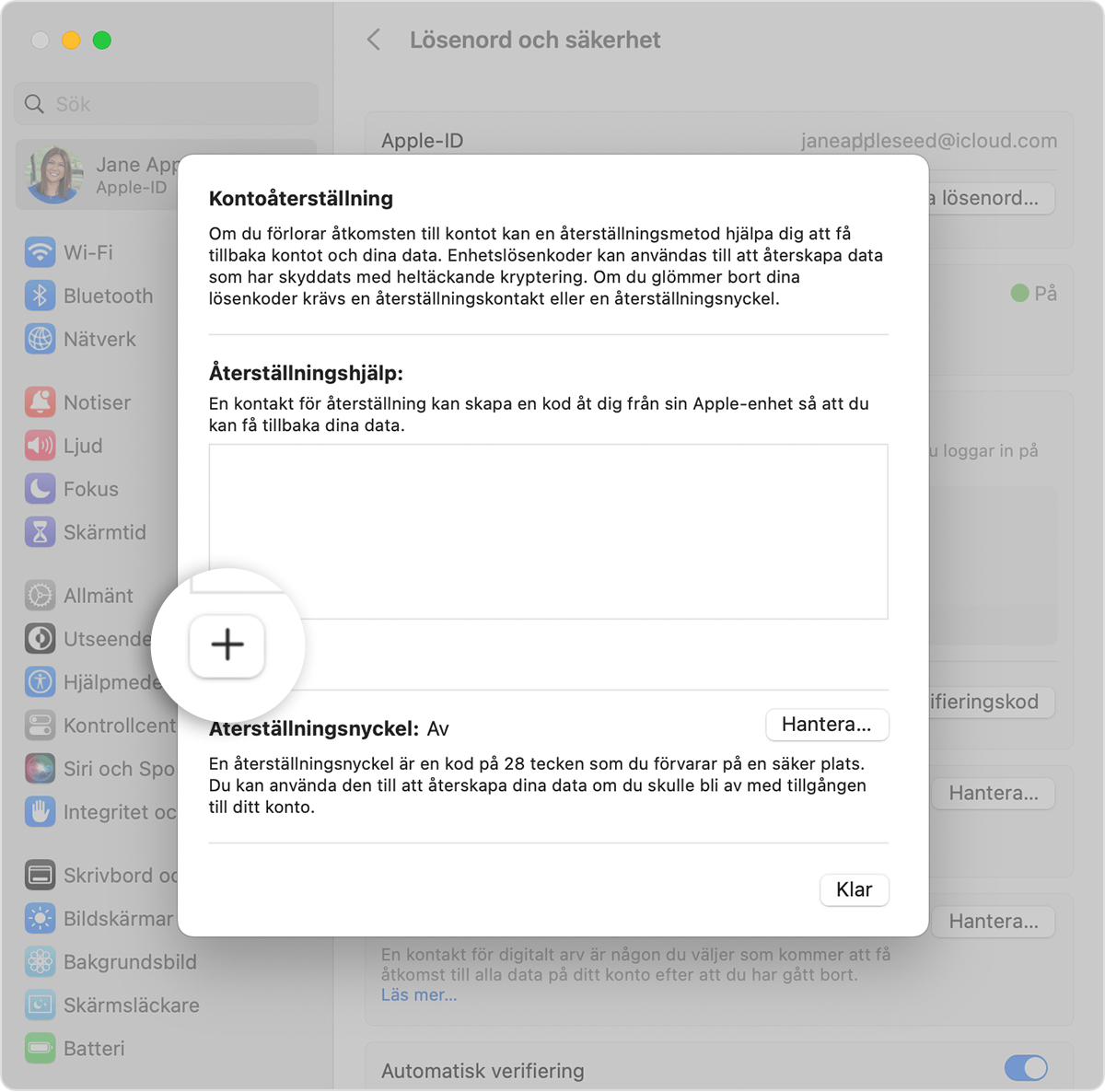 På Mac lägger du till en kontakt i Systeminställningar