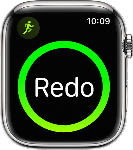 En Apple Watch som visar starten på ett löppass.