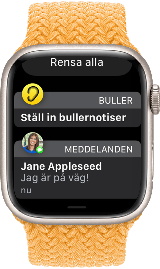 Apple Watch med två notiser