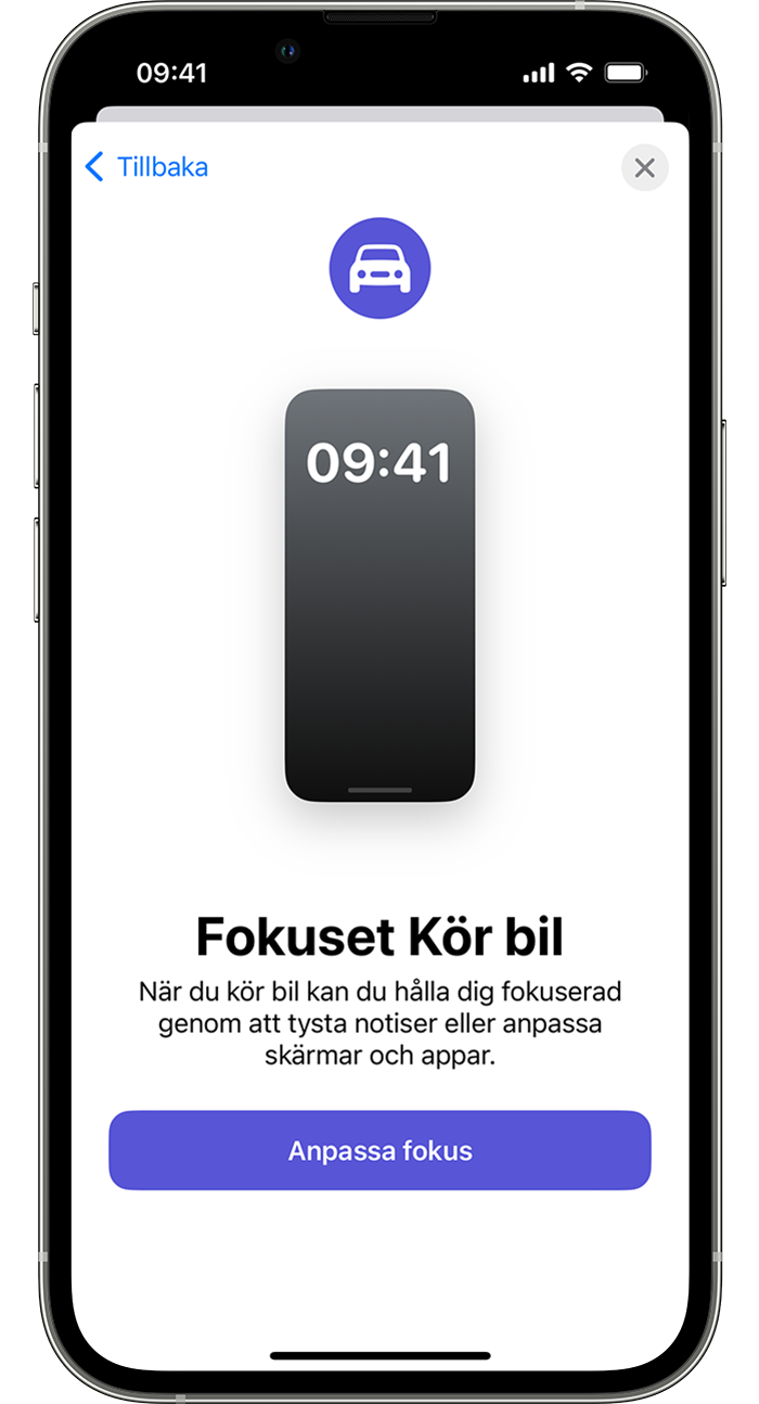 En iPhone som visar hur du ställer in Kör bil