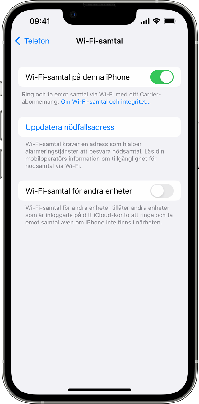 Ringa ett samtal med Wi-Fi-samtal - Apple-support (SE)