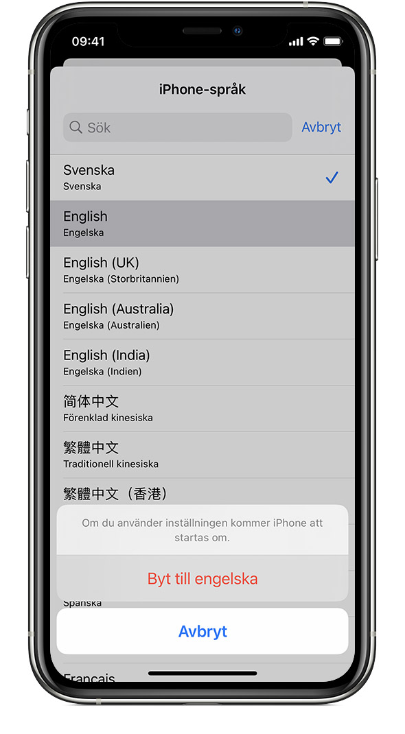 Ändra språk på din iPhone, iPad eller iPod touch - Apple-support (SE)