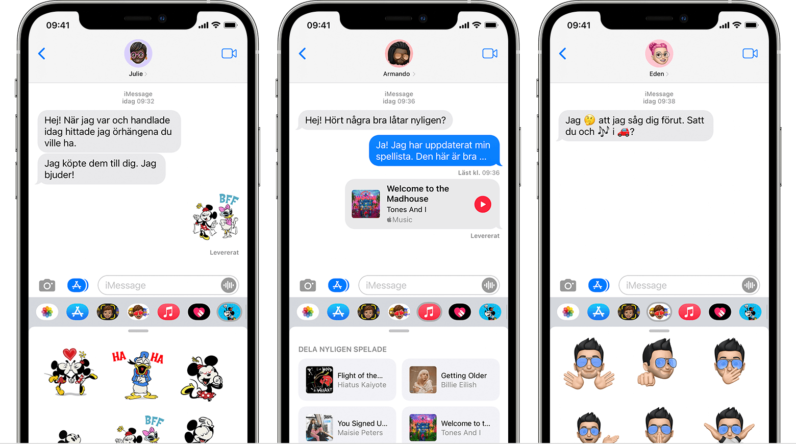 iPhone som visar iMessage-appar i en meddelandekonversation