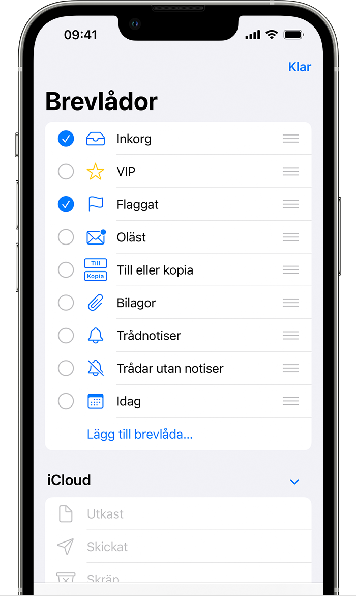 Välja den flaggade brevlådan i iOS 15